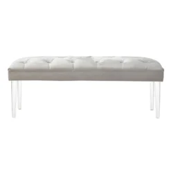 Laila Ali Grey Tufted Acrylic Leg Bench -Accent Aura Furniture Store laila ali grey tufted acrylic leg bench 2