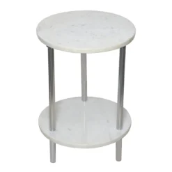 Laila Ali Iris White Marble Accent Table