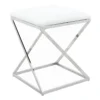 Laila Ali Modern White Velvet Ottoman