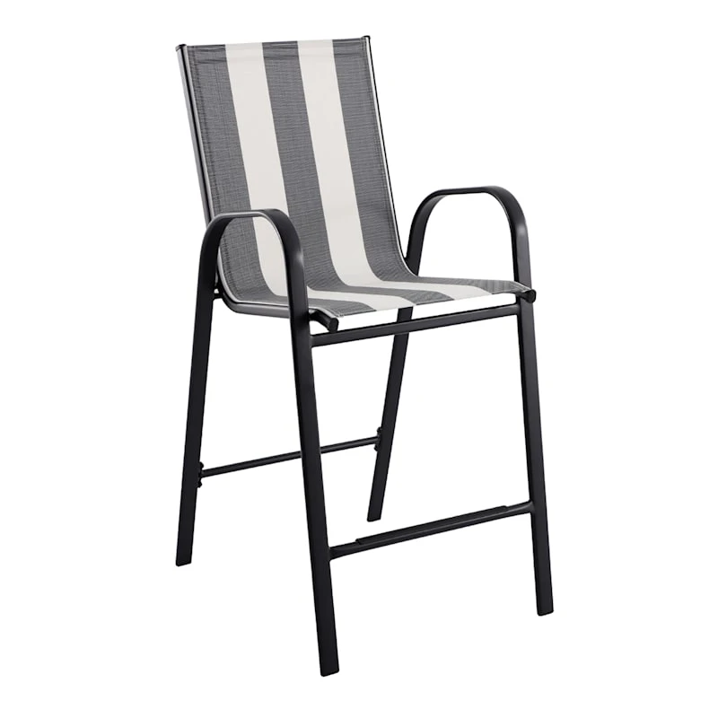 Laila Ali Stackable Black & White Striped Sling Patio Barstool 1 Laila Ali Stackable Black & White Striped Sling Patio Barstool