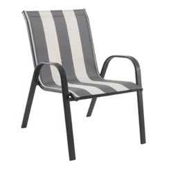 Laila Ali Stackable Black & White Striped Sling Patio Chair