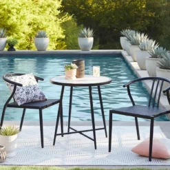 Laila Ali Sydney Outdoor Glass-Top Bistro Table -Accent Aura Furniture Store laila ali sydney outdoor glass top bistro table 2