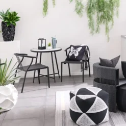 Laila Ali Sydney Outdoor Glass-Top Bistro Table -Accent Aura Furniture Store laila ali sydney outdoor glass top bistro table 3