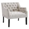 Lena Ivory Velvet Tufted Armchair With Nailhead Trim