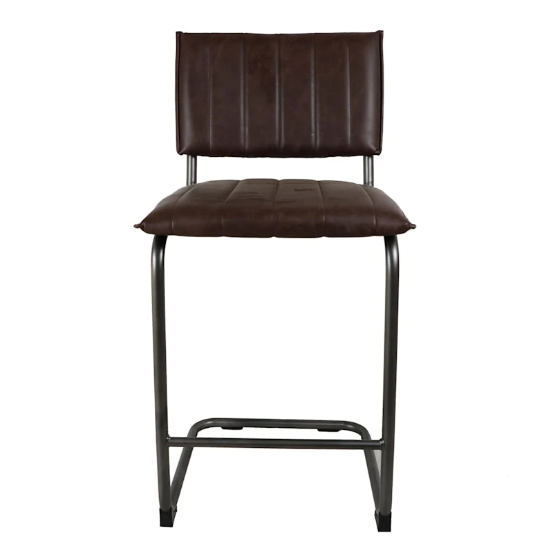Luka Faux Leather Counter Stool, Dark Brown 2 Luka Faux Leather Counter Stool, Dark Brown - Image 2