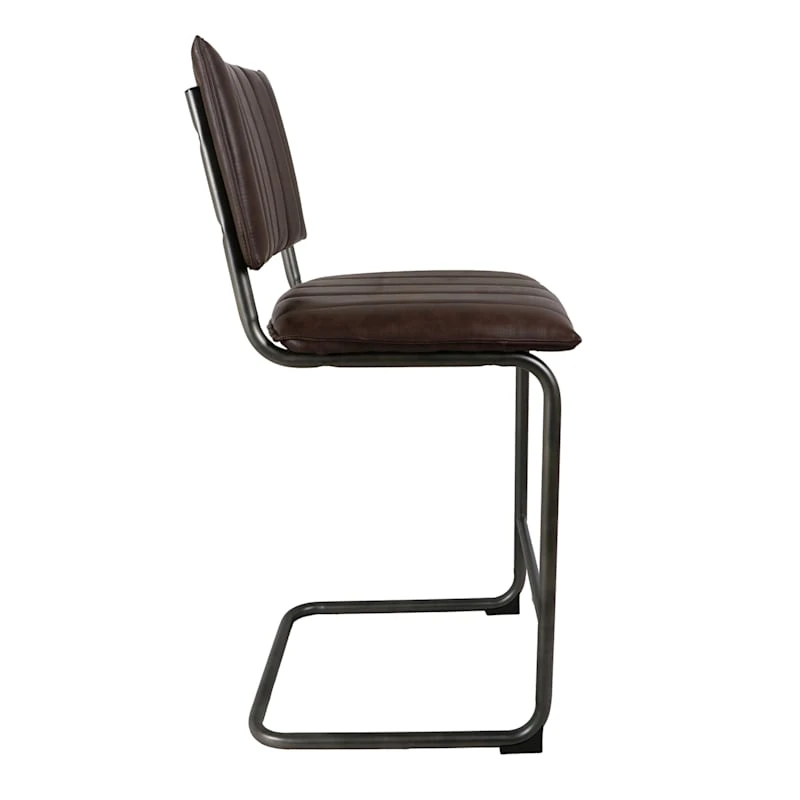 Luka Faux Leather Counter Stool, Dark Brown 3 Luka Faux Leather Counter Stool, Dark Brown - Image 3
