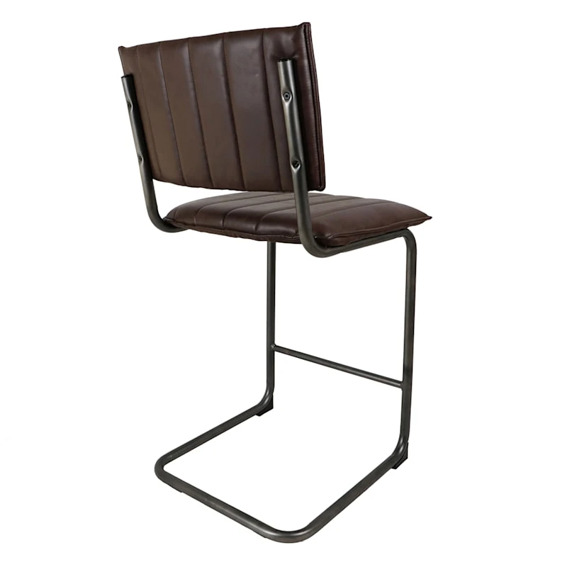 Luka Faux Leather Counter Stool, Dark Brown 4 Luka Faux Leather Counter Stool, Dark Brown - Image 4