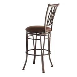 Marsol Brown Metal Swivel Barstool With Faux Leather Seat -Accent Aura Furniture Store marsol brown metal swivel barstool with faux leather seat 2