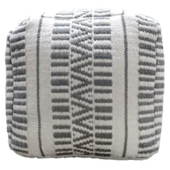 Maya Handwoven Striped Square Pouf