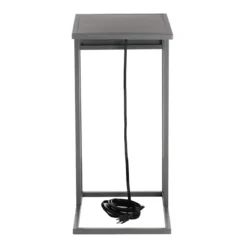 Metal C-Table With USB Port, Dark Grey -Accent Aura Furniture Store metal c table with usb port dark grey 1