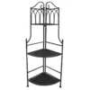 Metal Corner Rack With Brown Decorative Arch & Folding Wood-Top Shelves, 47"