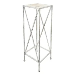 Metal Plant Stand With Wood Top Grey, Small