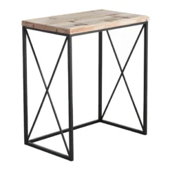 Metal X-Side Table With Wood Top, Large -Accent Aura Furniture Store metal x side table with wood top large 2