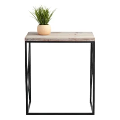 Metal X-Side Table With Wood Top, Large -Accent Aura Furniture Store metal x side table with wood top large 5