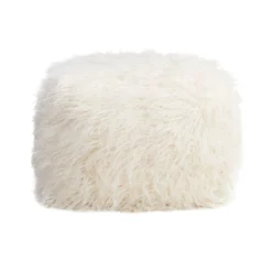 Mongolian Pouf, White -Accent Aura Furniture Store mongolian pouf white 1