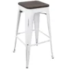 Oregon Vintage White Industrial Backless Barstool, 30"