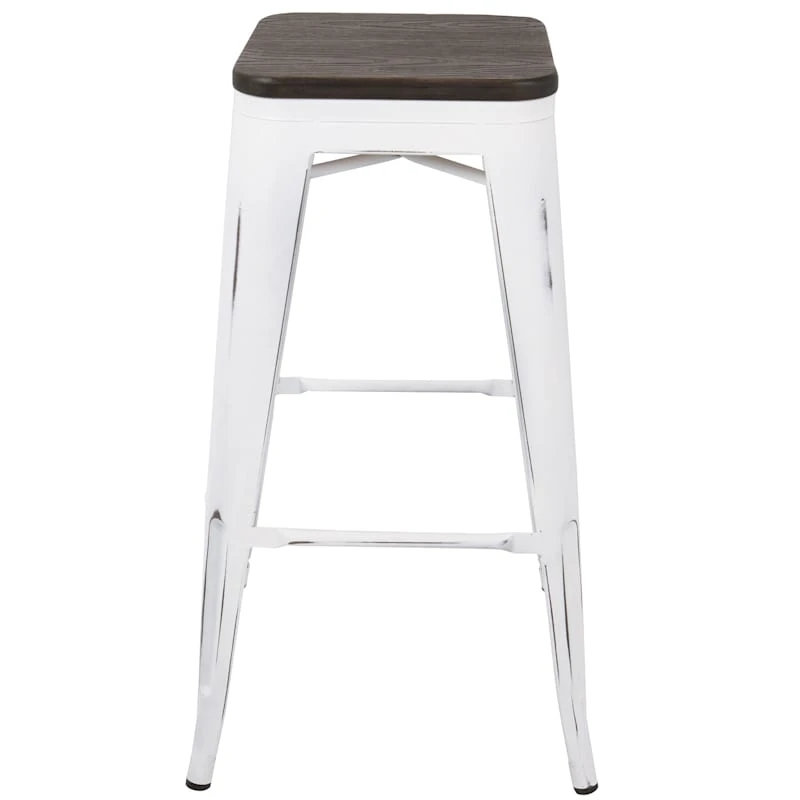 Oregon Vintage White Industrial Backless Barstool, 30" 4 Oregon Vintage White Industrial Backless Barstool, 30" - Image 4