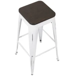 Oregon Vintage White Industrial Backless Barstool, 30" 12 Oregon Vintage White Industrial Backless Barstool, 30" -Accent Aura Furniture Store oregon vintage white industrial backless barstool 30 5