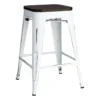 Oregon Vintage White Industrial Barstool, 24"