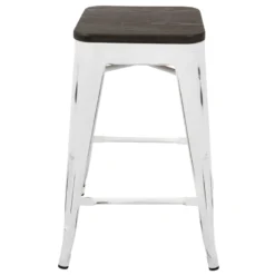 Oregon Vintage White Industrial Barstool, 24" -Accent Aura Furniture Store oregon vintage white industrial barstool 24 3