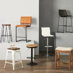 Oregon Vintage White Industrial Barstool, 24" -Accent Aura Furniture Store oregon vintage white industrial barstool 24 5