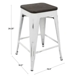 Oregon Vintage White Industrial Barstool, 24" -Accent Aura Furniture Store oregon vintage white industrial barstool 24 8