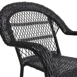 Outdoor Wicker Chair, Black -Accent Aura Furniture Store outdoor wicker chair black 3