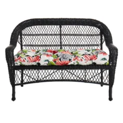 Outdoor Wicker Settee, Black -Accent Aura Furniture Store outdoor wicker settee black 2