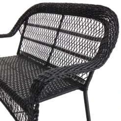 Outdoor Wicker Settee, Black -Accent Aura Furniture Store outdoor wicker settee black 3