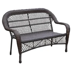 Outdoor Wicker Settee, Brown