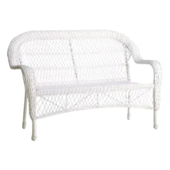 Outdoor Wicker Settee, White