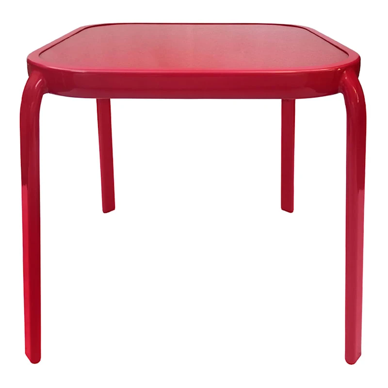 Painted Glass Top Red Outdoor End Table, 16" 1 Painted Glass Top Red Outdoor End Table, 16"