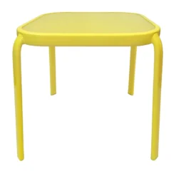 Painted Glass Top Yellow Outdoor End Table, 16"