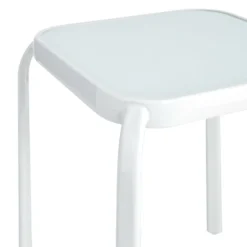 Painted White Square Glass End Table, 16" -Accent Aura Furniture Store painted white square glass end table 16 2