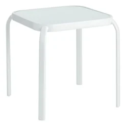 Painted White Square Glass End Table, 16"
