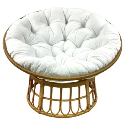 Papasan Outdoor Wicker Chair With Tufted Cushion