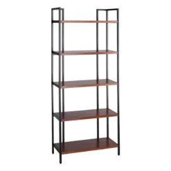 Parkview 5-Tier Metal & Wood Veneer Bookshelf