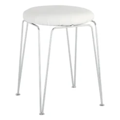 Penna Chrome & White Vanity Stool