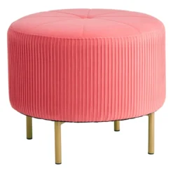 Piper Ottoman Bright, Pink Velvet