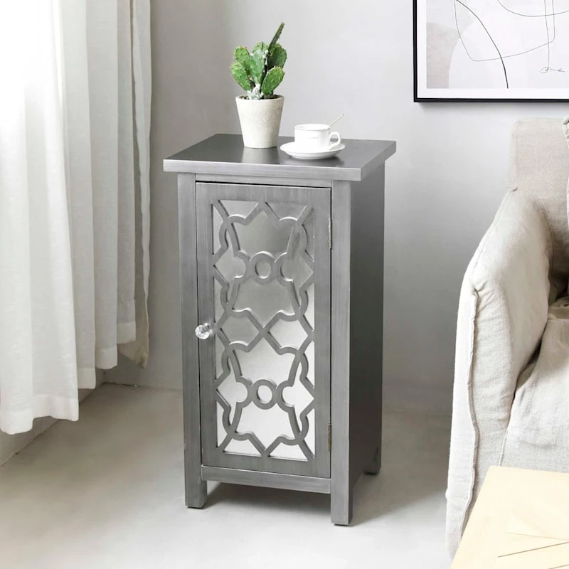 Providence 1-Door Mirrored Silver Cabinet 6 Providence 1-Door Mirrored Silver Cabinet - Image 6