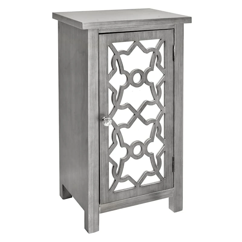 Providence 1-Door Mirrored Silver Cabinet 1 Providence 1-Door Mirrored Silver Cabinet