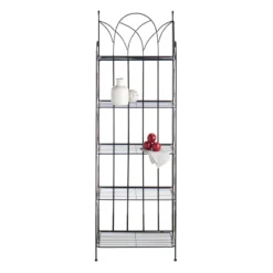 Providence 5-Tier Black Gothic Baker Rack With Metal Wire Shelves -Accent Aura Furniture Store providence 5 tier black gothic baker rack with metal wire shelves 5