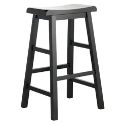 Providence Black Saddle Backless Barstool, 29"