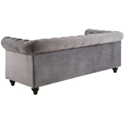 Providence Chesterfield Grey Velvet Tufted Sofa, 79" -Accent Aura Furniture Store providence chesterfield grey velvet tufted sofa 79 2