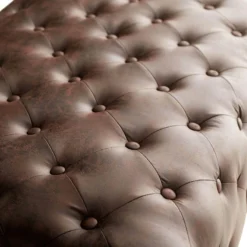 Providence Chesterfield Tufted Brown Faux Leather Ottoman -Accent Aura Furniture Store providence chesterfield tufted brown faux leather ottoman 2