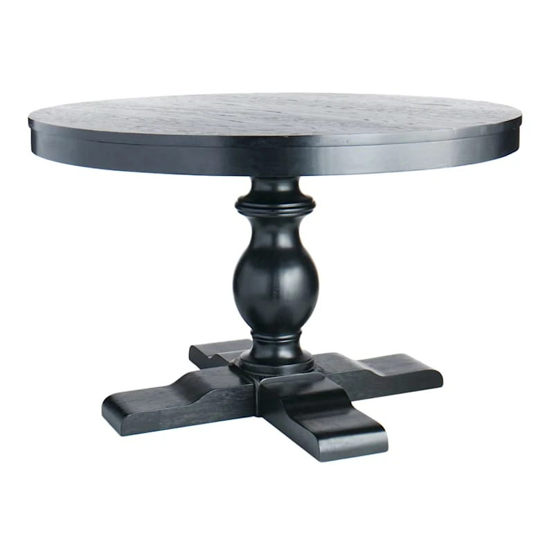 Providence Evening Mist Round Black Wooden Table Top & Base, Pedestal Sold Separately 1 Providence Evening Mist Round Black Wooden Table Top & Base, Pedestal Sold Separately