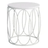 Providence Glam Oval White Drum Table, Small