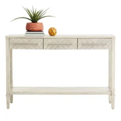 Providence Kate 3-Drawer Parquet Wood Console Table, 48" -Accent Aura Furniture Store providence kate 3 drawer parquet wood console table 48 2