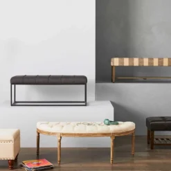 Providence Lourdes Tufted Curved Bench, Neutral -Accent Aura Furniture Store providence lourdes tufted curved bench neutral 2