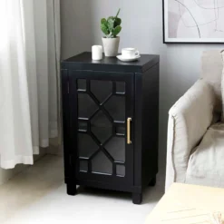 Providence Merrick Black 1-Door Cabinet -Accent Aura Furniture Store providence merrick black 1 door cabinet 5